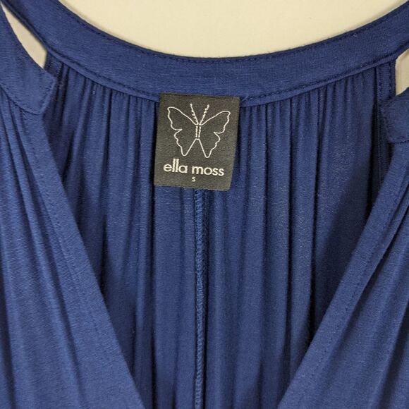 Ella Moss Halter Neck Midi Dress Navy Blue Women's Small - Picture 6 of 11